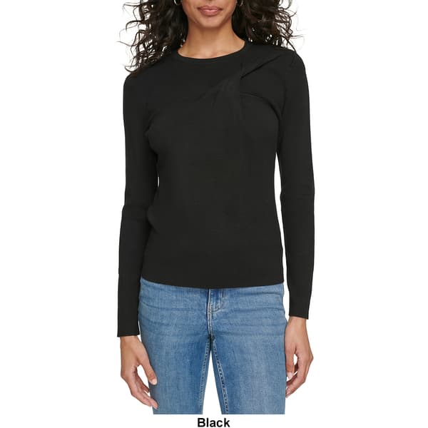 Womens Calvin Klein Long Sleeve Solid Twist Neck Sweater
