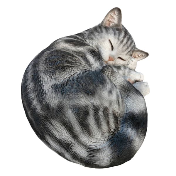 Hi-Line Gift Enchanting Black Sleeping Kitten Garden Statue