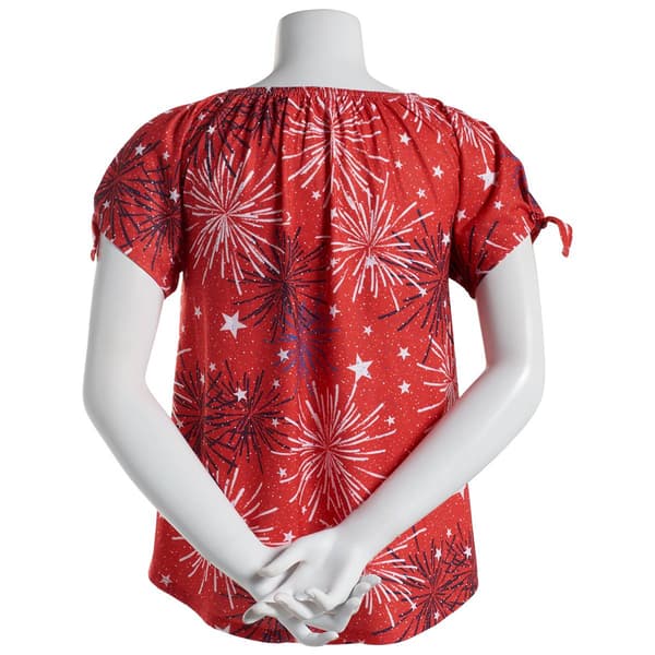 Womens Thomas & Olivia Split Short Sleeve Fireworks Tee