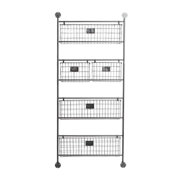 9th & Pike&#174; Large Black Metal Basket Wall Rack