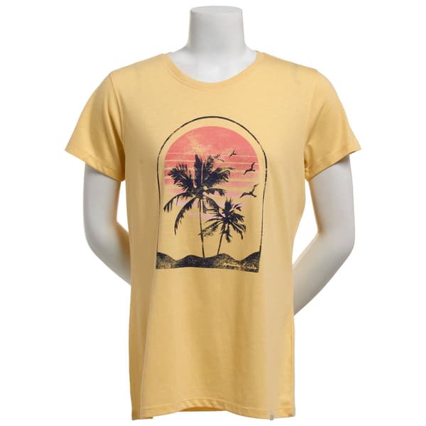 Womens Mountain and Isles Tropical Palm Tree Graphic Tee - image 
