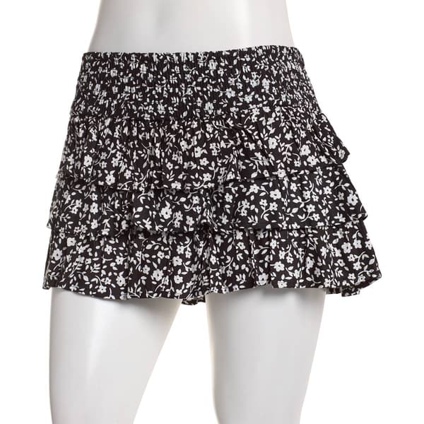 Juniors Derek Heart Challis Ruffle Smock Waist Skort