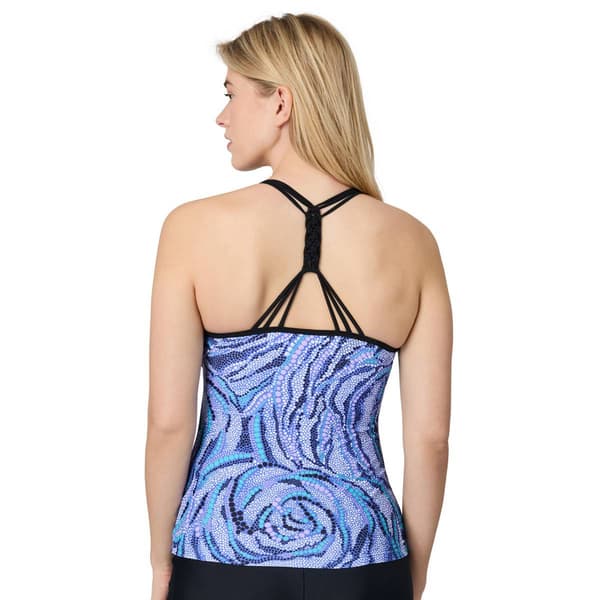 Womens Free Country Zigzag Zest Macrame Back Tankini Swim Top