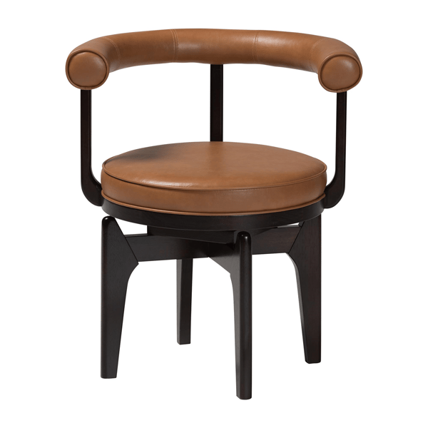 Baxton Studio Delacruz Swivel Faux Leather Dining Chair