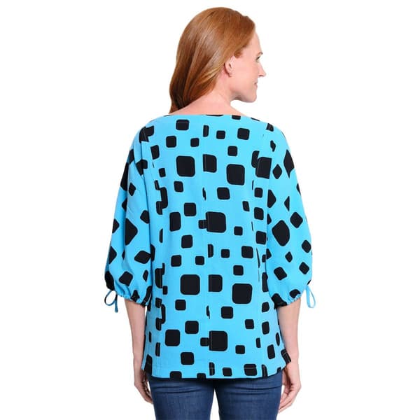 Womens Ali Miles 3/4 Tie Sleeve Square Block Blouse