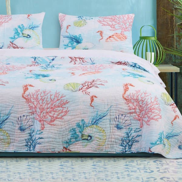 Greenland Home Fashions&#40;tm&#41; Sarasota Reversible Coastal Quilt Set