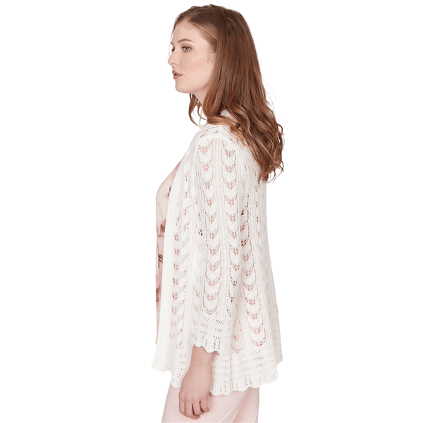 Womens Emaline Enchanted Bloom 3/4 Sleeve Pointelle Cardigan