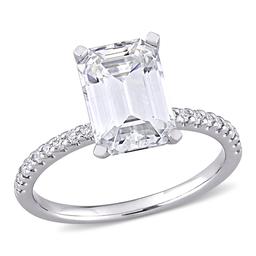 Diamond Classics(tm) 10kt. White Gold Emerald Moissanite Ring