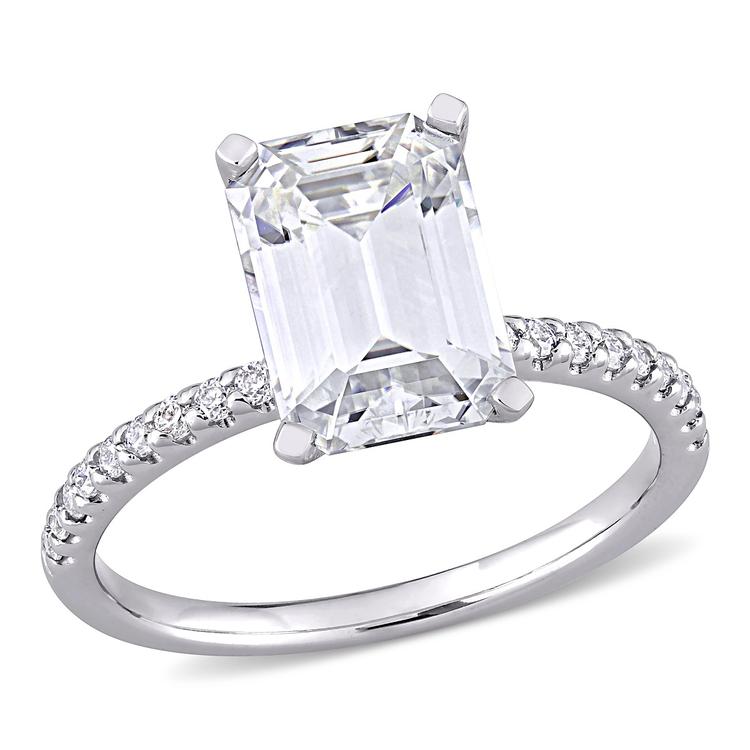 Diamond Classics(tm) 10kt. White Gold Emerald Moissanite Ring