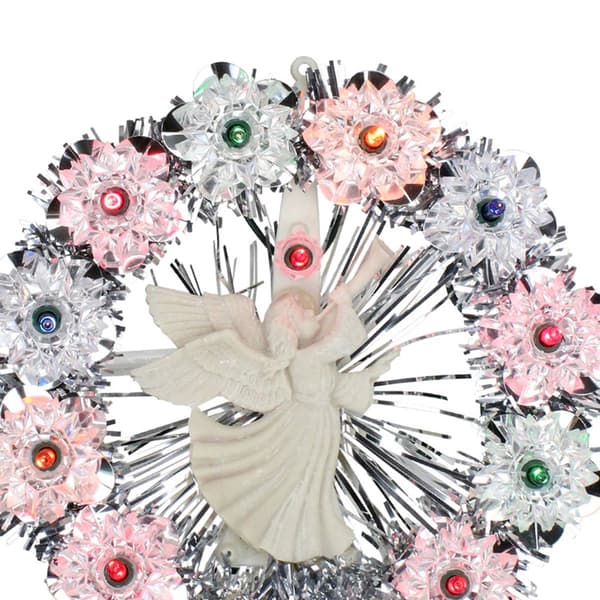 Northlight Seasonal Silver Tinsel Wreath with Angel Tree Topper