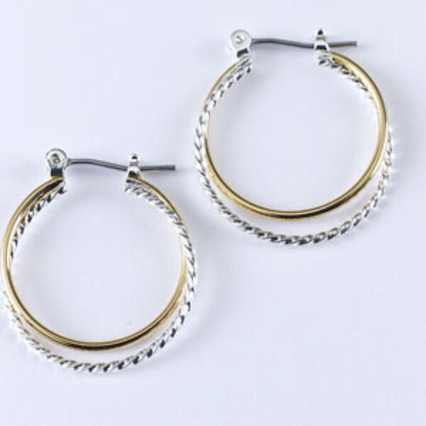 Design Collection Two Tone Twist Hoop Earrings - image 