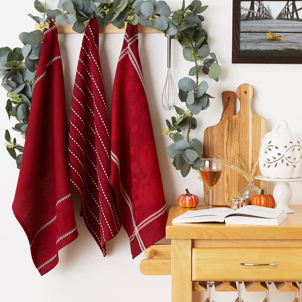 DII® Redwood Harvest Embellished Kitchen Towel Set Of 3