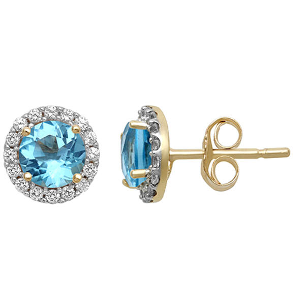 Gemstone Classics&#40;tm&#41; Blue Topaz White Sapphire Halo Earrings - image 