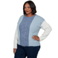 Plus Size Skye’s the Limit Icy Blue Sparkle Color Block Sweater - image 3