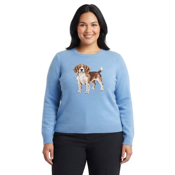 Plus Size Hanna & Gracie Long Sleeve Dog Crew Neck Sweater - image 