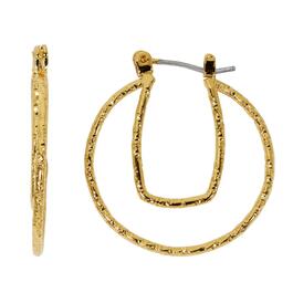 Design Collection Diamond Cut Detail Double Hoop Earrings