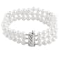 Splendid Pearls Sterling Silver Triple Row Pearl Bracelet - image 1