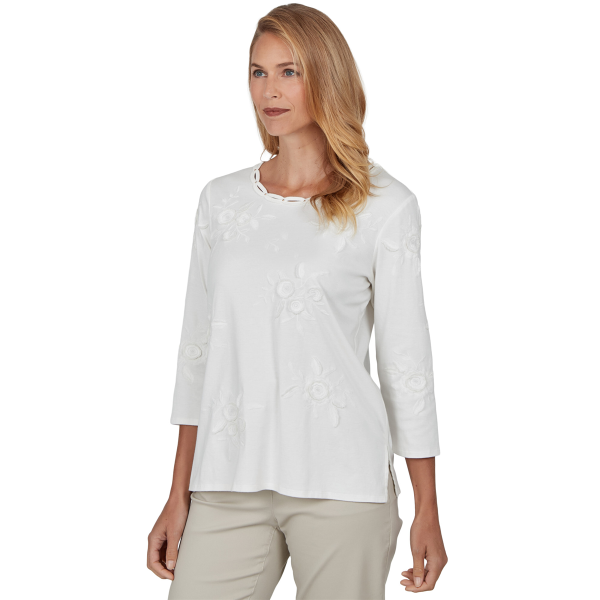 Womens Alfred Dunner Sunset Ridge Textured Tonal Floral Blouse