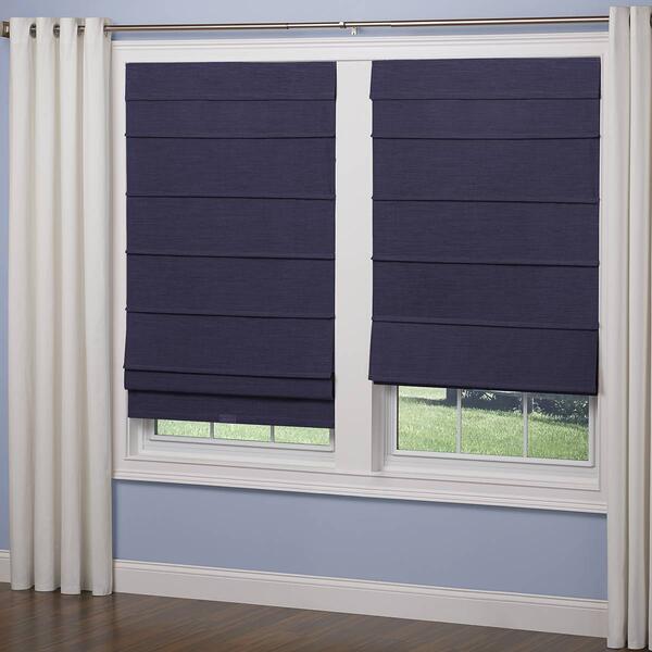 5in. Cordless Textured Fabric Roman Shades - Navy - image 