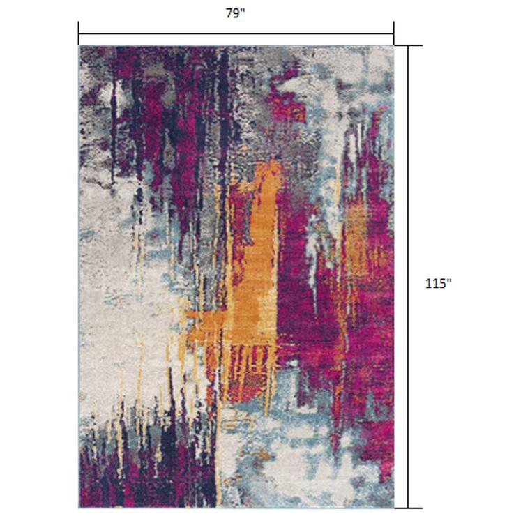 9th & Pike® Grey and Purple Abstract Rectangular Area Rug