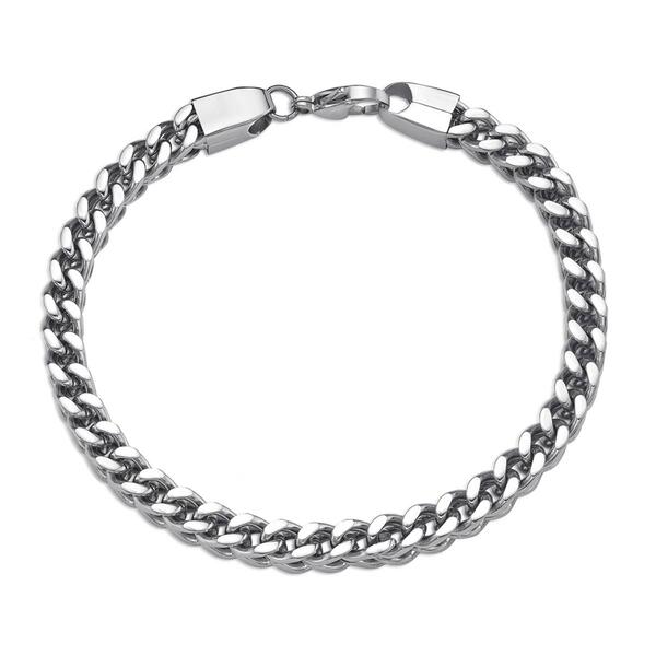 Mens Lynx Stainless Cross Pendant & Foxtail Chain Bracelet Set