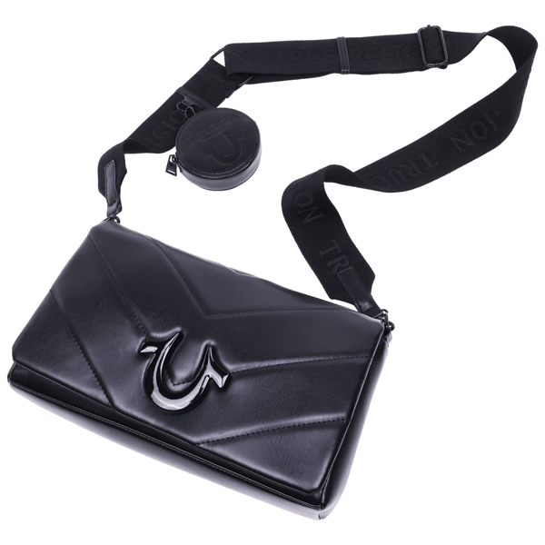 True Religion Quilted Flap Crossbody With Removable Pouch