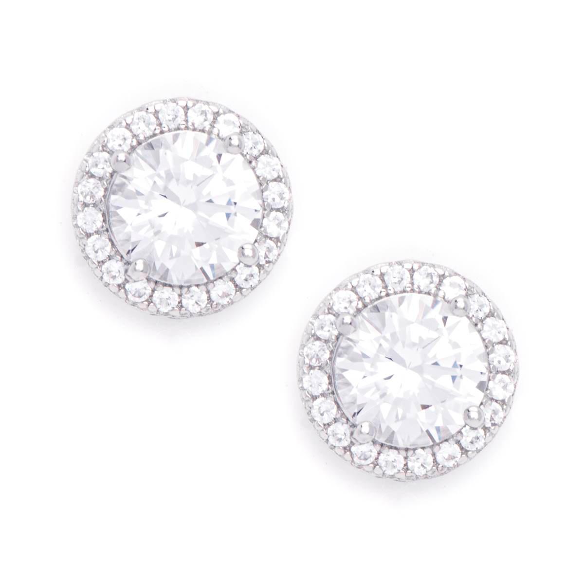 Gianni Argento Lab Grown White Sapphire Round Halo Stud...