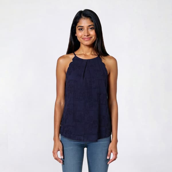 Juniors A. Byer Embroidered Flower Scallop Arm Camisole - image 