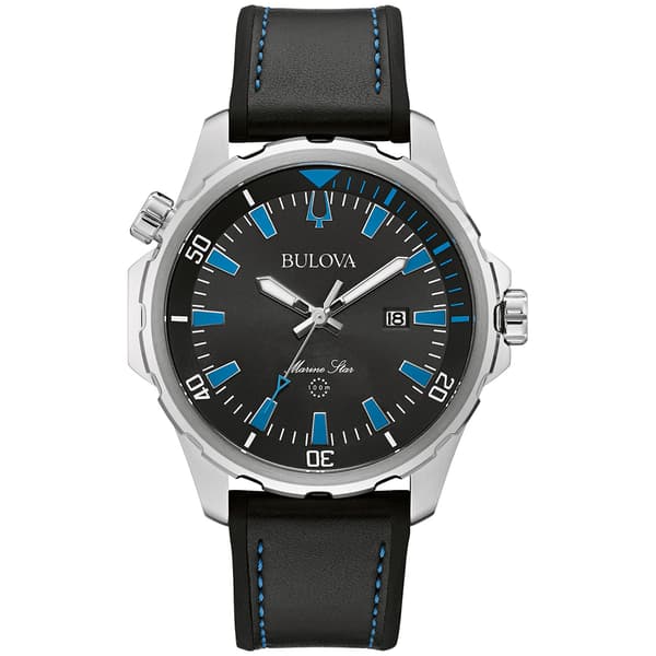 Mens Bulova Marine Star Black Silicon Strap Watch - 96B337