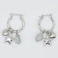 Ashley Silver Trio Charm Dangle Drop Hoop Earrings - image 1