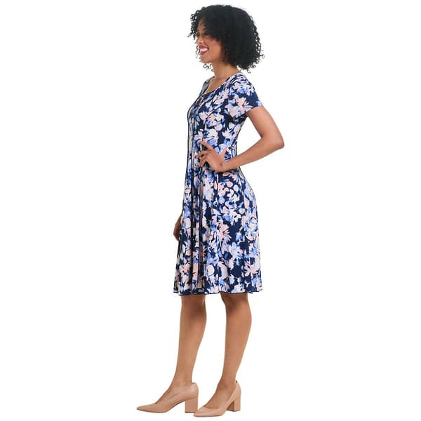 Womens Sami & Jo Floral Short Sleeve Hardware A-Line Dress