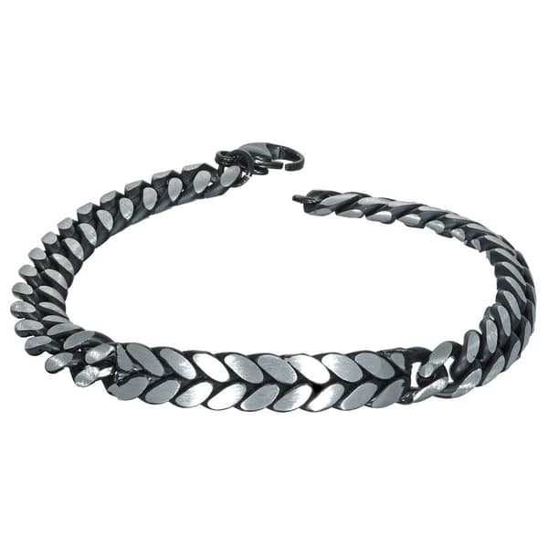 Mens Lynx Stainless Steel Black Ion-Plating ID Bracelet