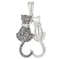 Wearable Art Antique Silver-Tone & Grey Loving Cats Enhancer - image 1