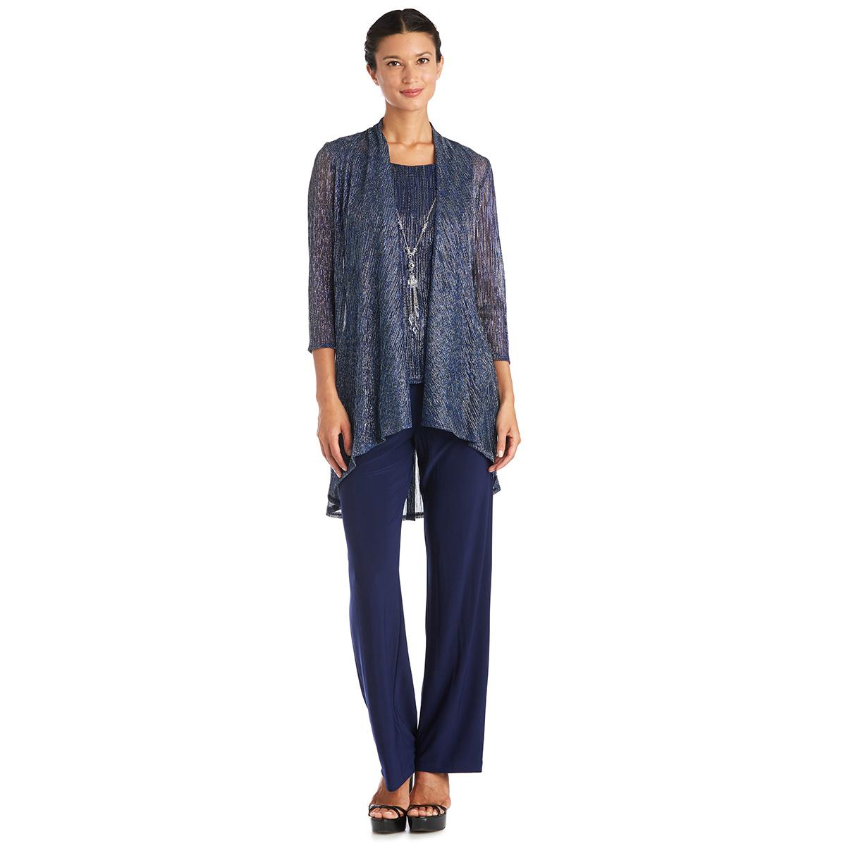 Womens R&M Richards 3pc. Crinkle Pants Set