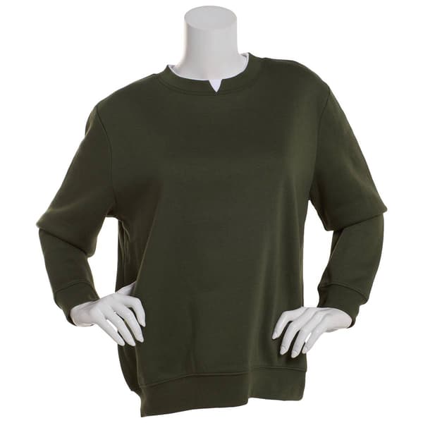 Plus Size Hasting & Smith Long Sleeve Solid Crew Neck Sweatshirt