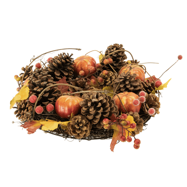 Northlight 14in. Pinecone & Pumpkin Fall Harvest Wreath