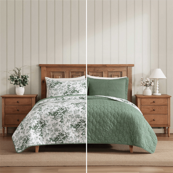 Laura Ashley Toile Delight Reversible Qulit Set