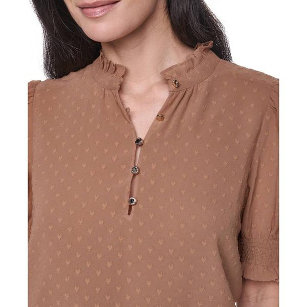 Womens Tommy Hilfiger Elbow Sleeve Heart Clip Dot Blouse