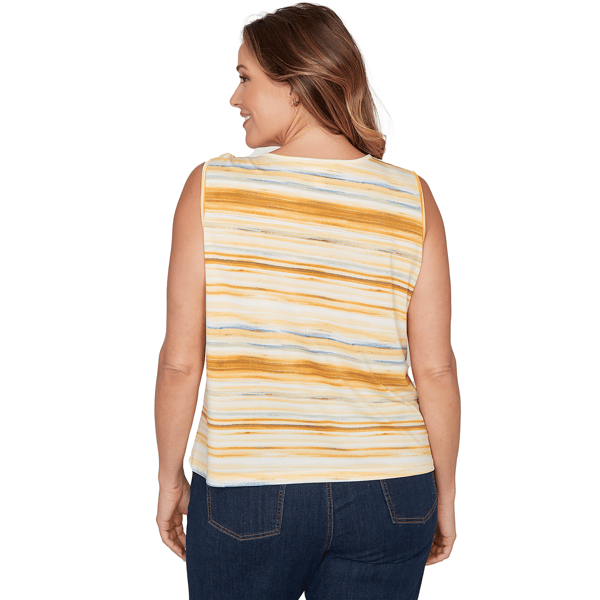 Plus Size Emaline Limoncello Sunrise Spaced Dye Stripe Tank Top