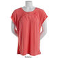 Womens Notations Short Sleeve Grommet Neck Solid Knit Shell Top - image 3