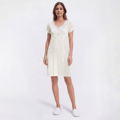 Plus Size Laura Ashley(R) Short Sleeve Floral Lattice Nightshirt - image 