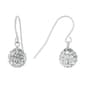Sterling Silver 8mm Clear Pave Crystal Ball Drop Earrings - image 1