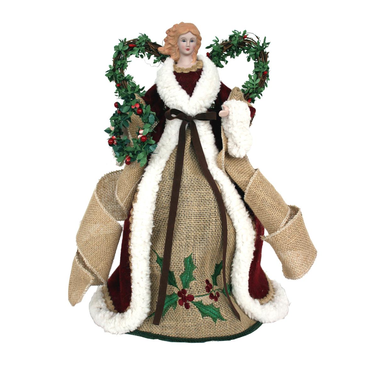 Santa’s Workshop 16in. Country Poinsettia Angel Tree...
