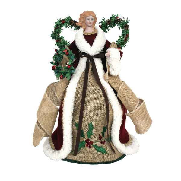 Santa's Workshop 16in. Country Poinsettia Angel Tree Topper - image 