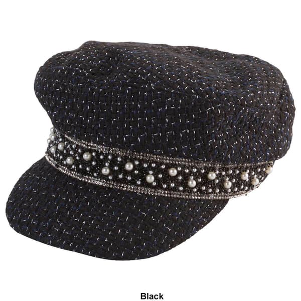 Womens Steve Madden Embellished Tweed Baker Boy Hat