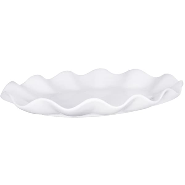 Home Essentials 16in. Pure White Oval Ruffle Platter - image 