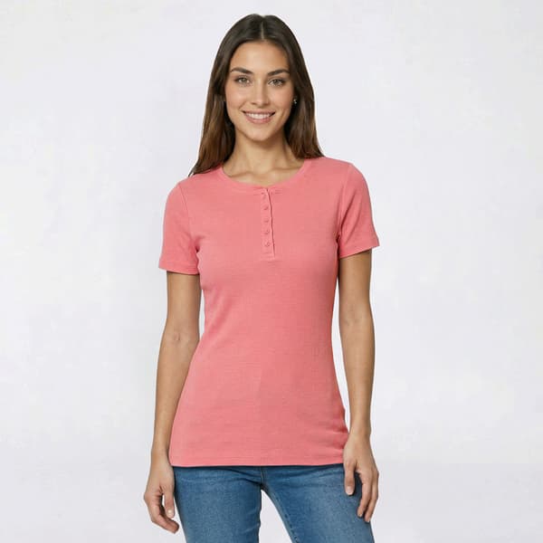 Womens Architect® Short Sleeve Ribbed Henley Tee