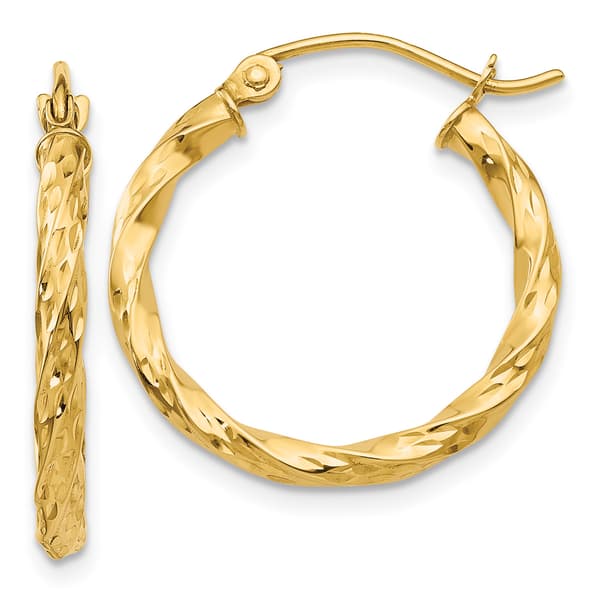 Gold Classics(tm) 14k Gold Twist Hollow Hoop Earrings - image 