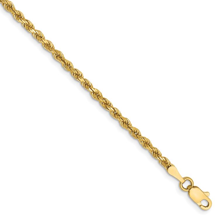 Gold Classics(tm) 2.25mm. 14k Diamond Cut Rope Chain Anklet