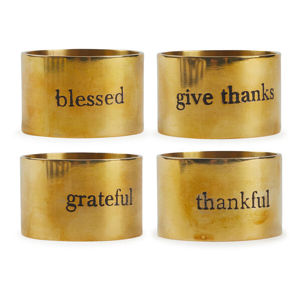 DII(R) Always Grateful Stamped Napkin Rings Set Of 4 - image 